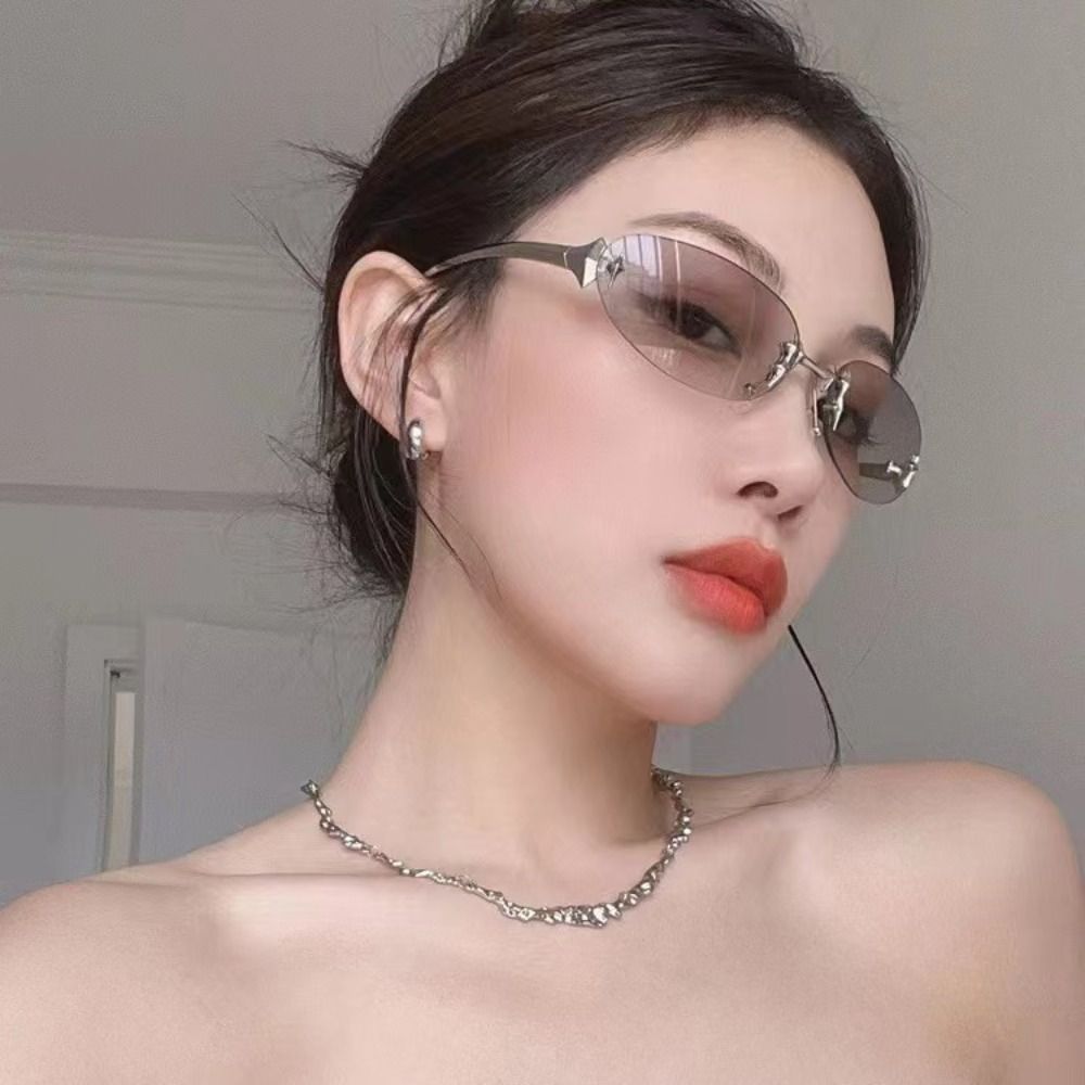Vintage Fashion Y2K - Rahmenlose Sonnenbrille im Y2K-Stil, UV-Schutz, Vintage,