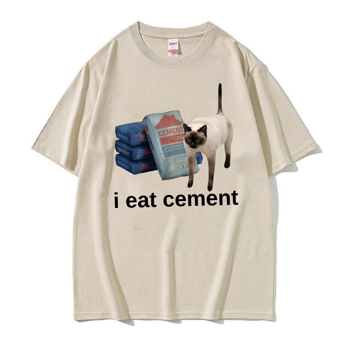 Vintage Fashion Gen Z - Lustiges 'Ich esse Zement' Katzen-Meme 'Seltsame