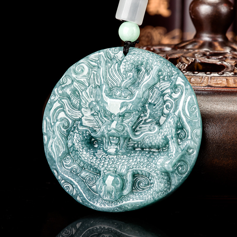 Vintage Fashion Jewelry - Burmesische Jadeit-Drachen-Anhänger-Halskette, Geschenke für Frauen, Modeaccessoires,