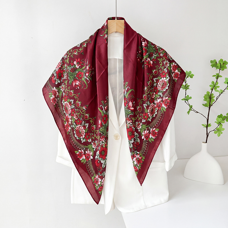 Vintage Fashion Hijab - Vintage Satin Quadratischer Schal Damen Sommer