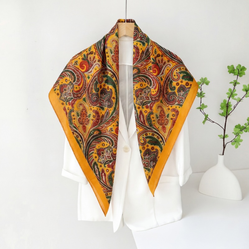 Vintage Fashion Hijab - Vintage Satin Quadratischer Schal Damen Sommer