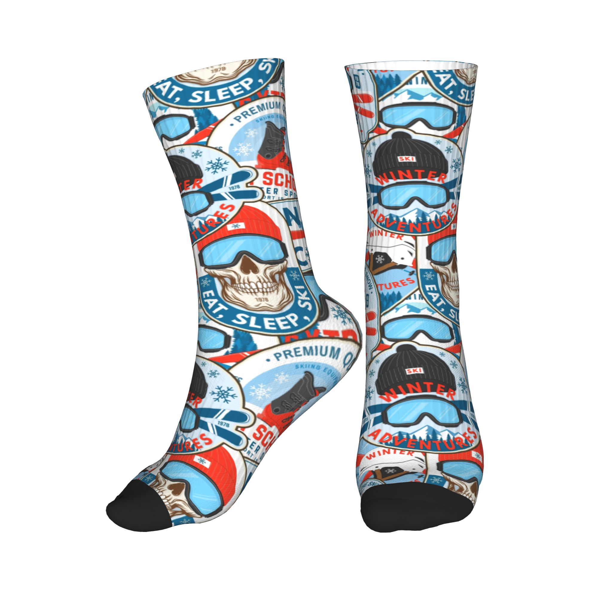 Vintage Fashion Dresses - Vintage Red Blue Ski Club Socken