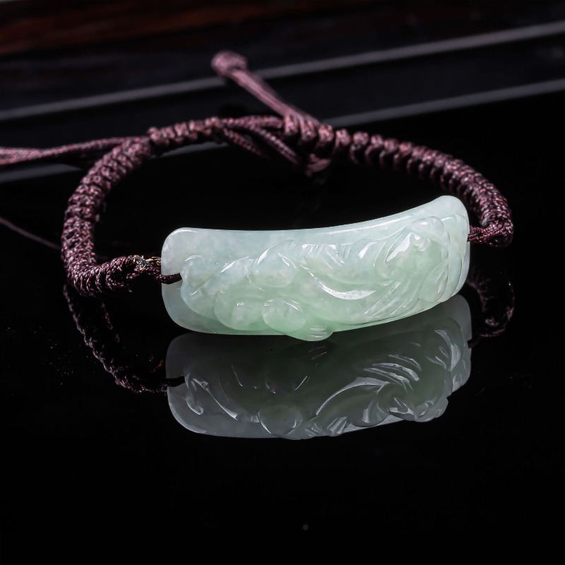 Vintage Fashion Jewelry - Burmesisches Jadeit Pixiu Armband, handgeschnitzt, handgeknüpft,