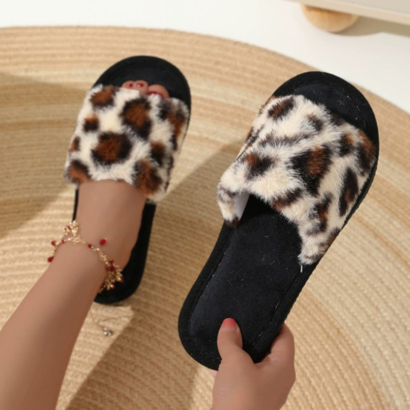 Vintage Old Fashion - Vintage Leopard Home Plüsch Hausschuhe Frauen
