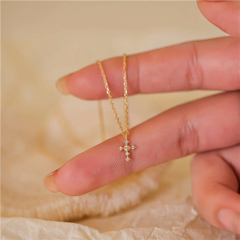 Vintage Fashion Show - S925 Sterling Silber Kreuz Zirkon Anhänger