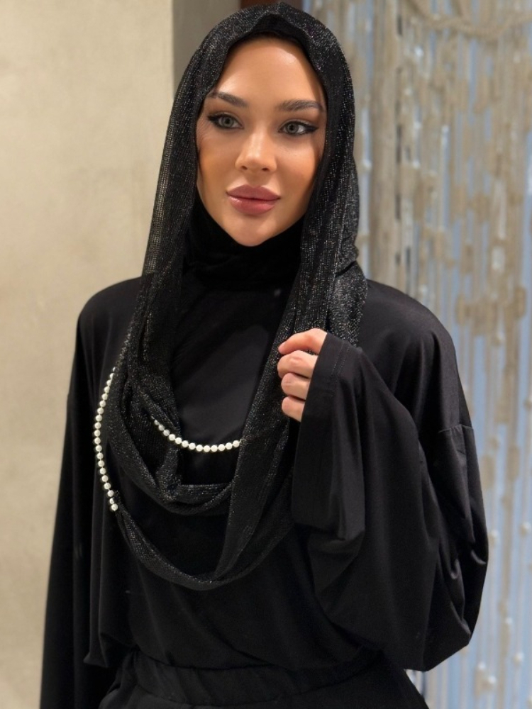 Vintage Fashion Hijab - Neuer Dubai Hood Hijab mit Perlenband,