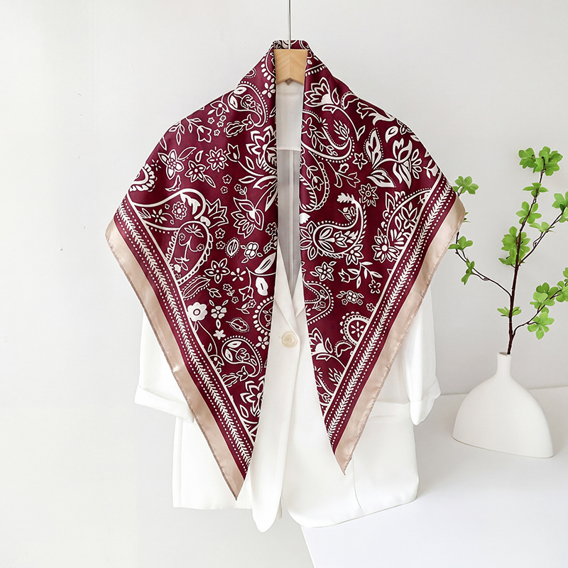 Vintage Fashion Hijab - Vintage Satin Quadratischer Schal Damen Sommer
