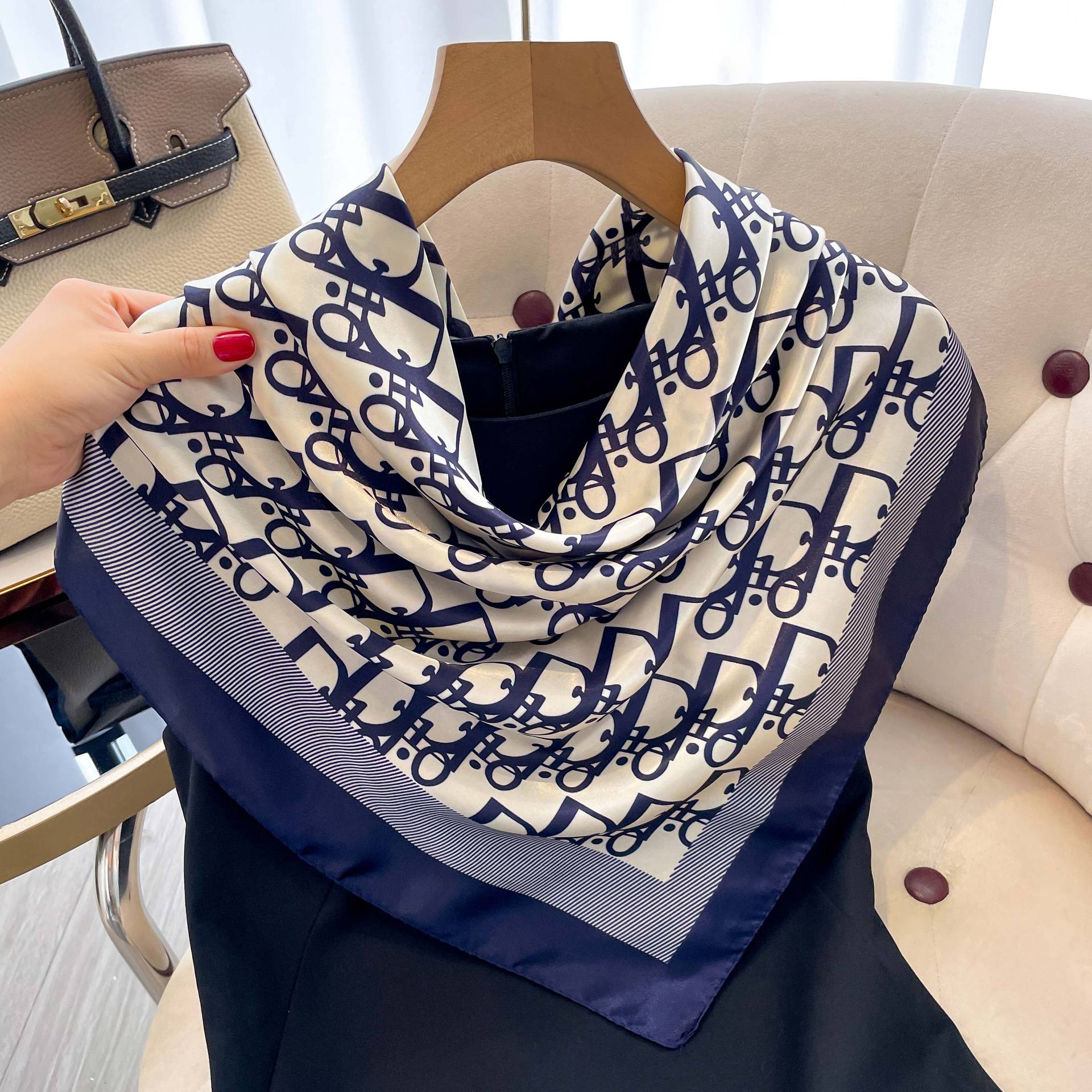Vintage Fashion Hijab - 1 Stück 90 cm Damen-Seidenschal, Vintage,