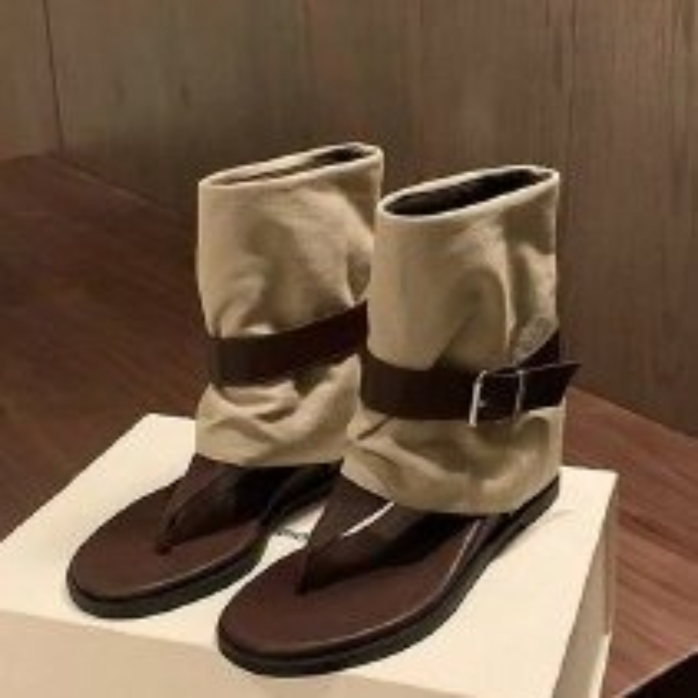 Vintage Old Fashion - Vintage Color-Block Zehenring-Sandalen für Damen, römische