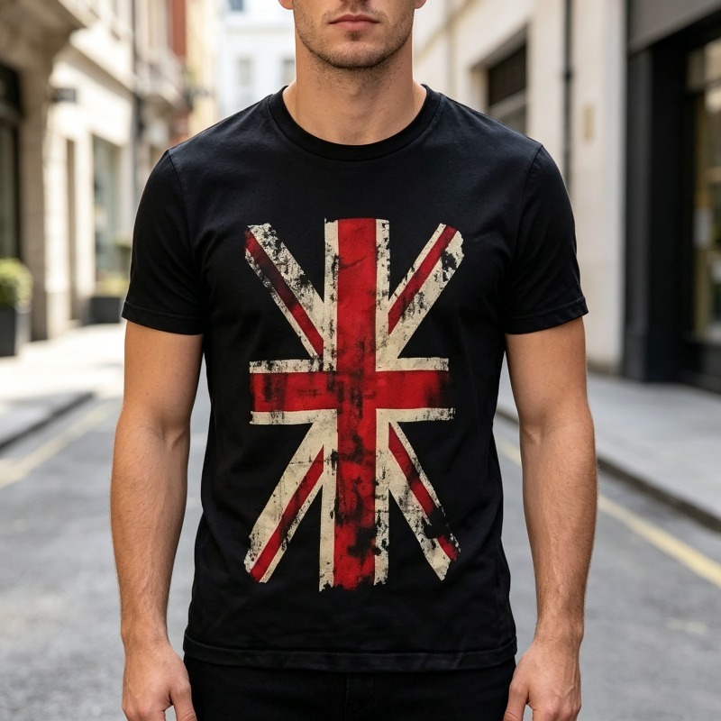Union Jack Grafik-T-Shirt, Vin – Vintage Fashion Uk Bewertung und Preis