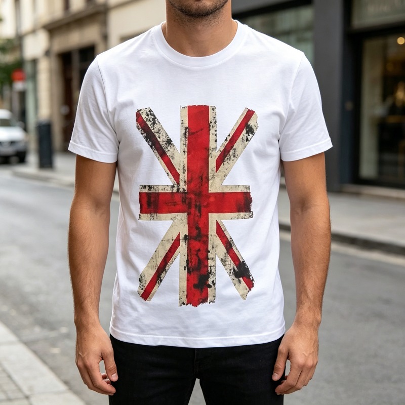Union Jack Grafik-T-Shirt, Vin – Vintage Fashion Uk Bewertung und Preis