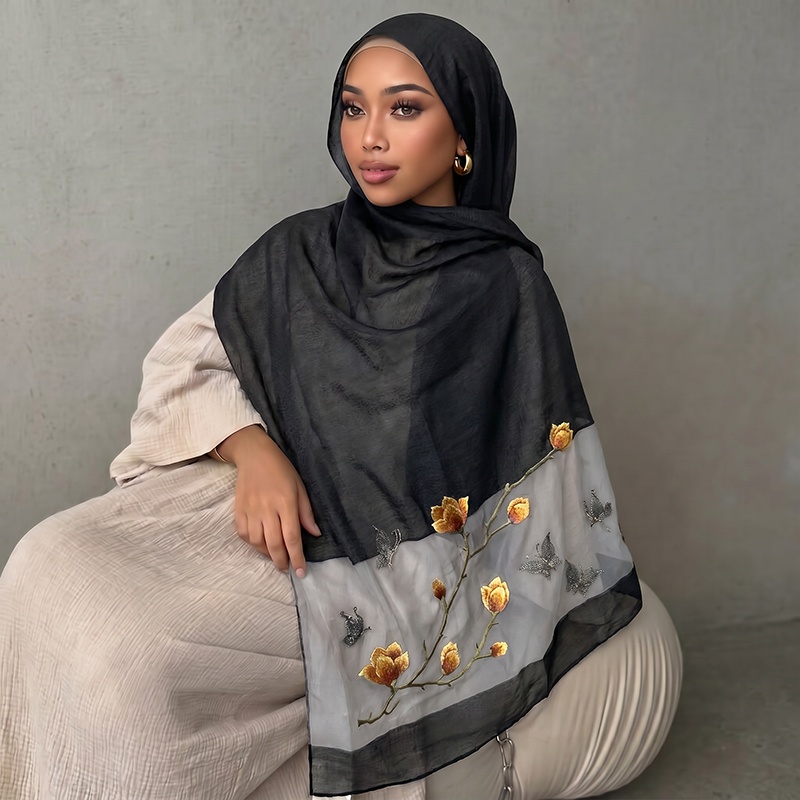 Schal mit Blumendruck Hijab Ba – Vintage Fashion Hijab Bewertung und Preis